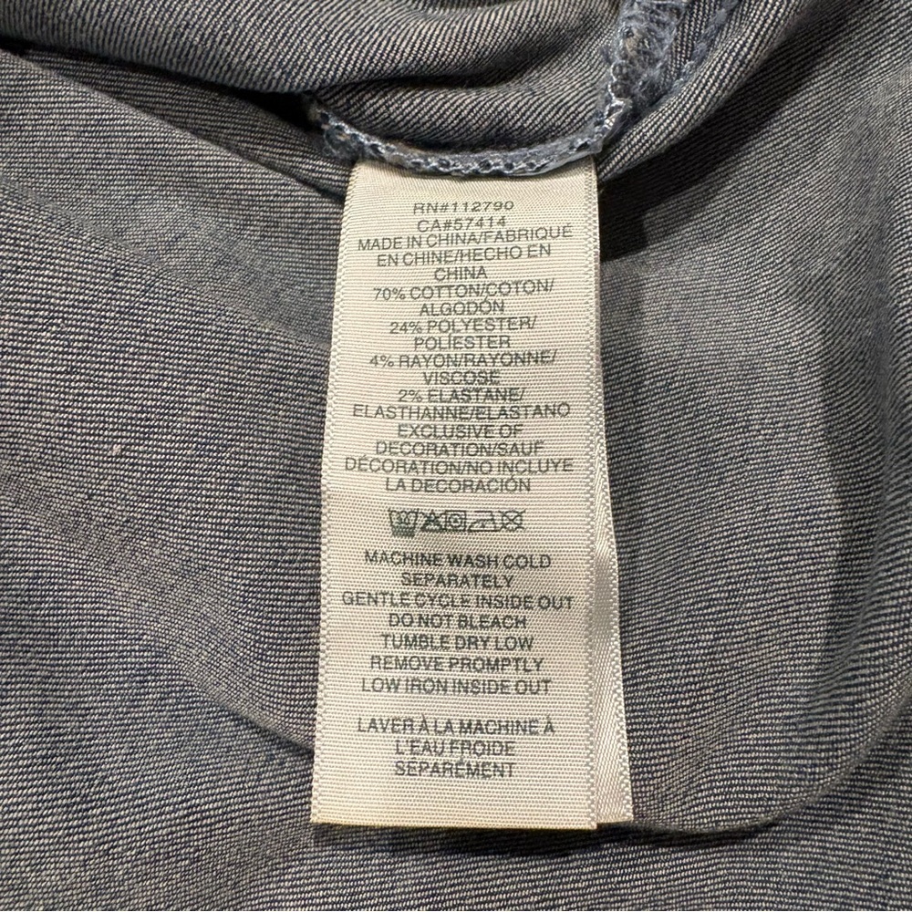 True Religion Georgia Denim Glitter button Shirt Cozy Fireside Wash XL - Picture 9 of 10